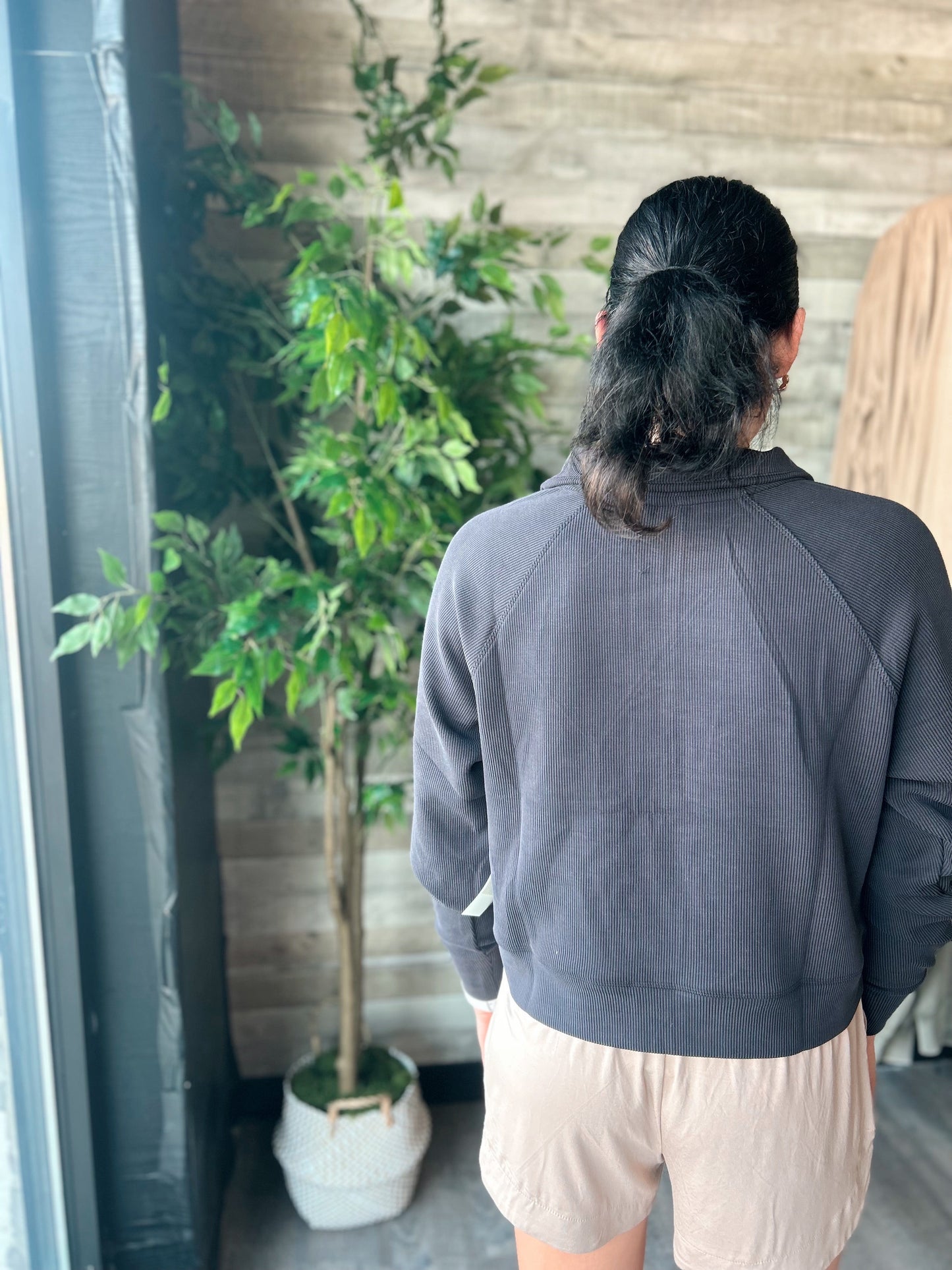 Luxe Sand Wash Rib 1/4 Zip Sweater