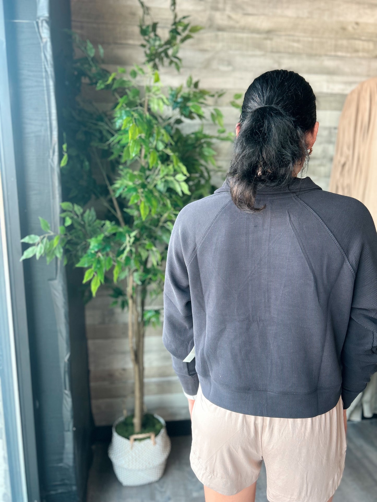 Luxe Sand Wash Rib 1/4 Zip Sweater