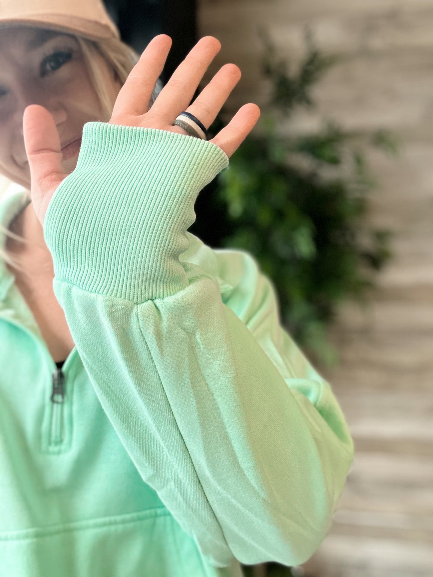 Mint Quarter Zip Sweatshirt
