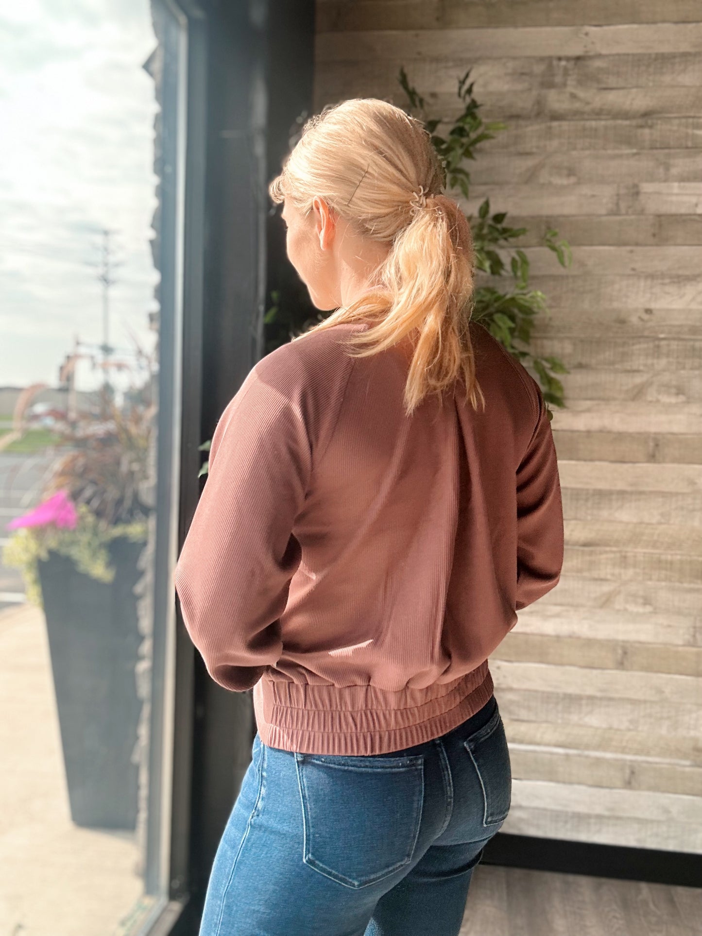 Luxe Sand Wash Rib Zip Jacket