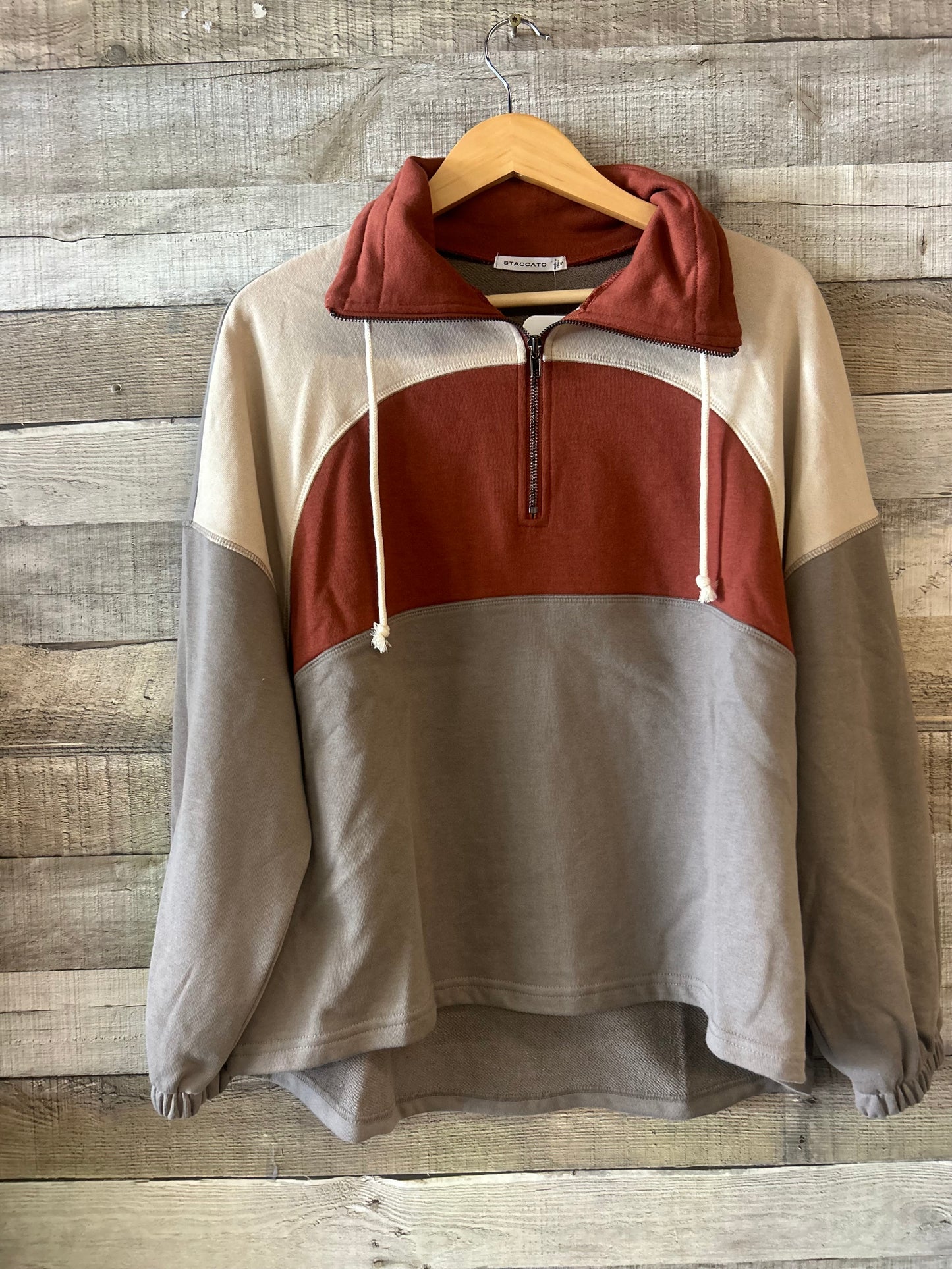 Polar Collar Half Zip-Up Terry Colorblock Pullover