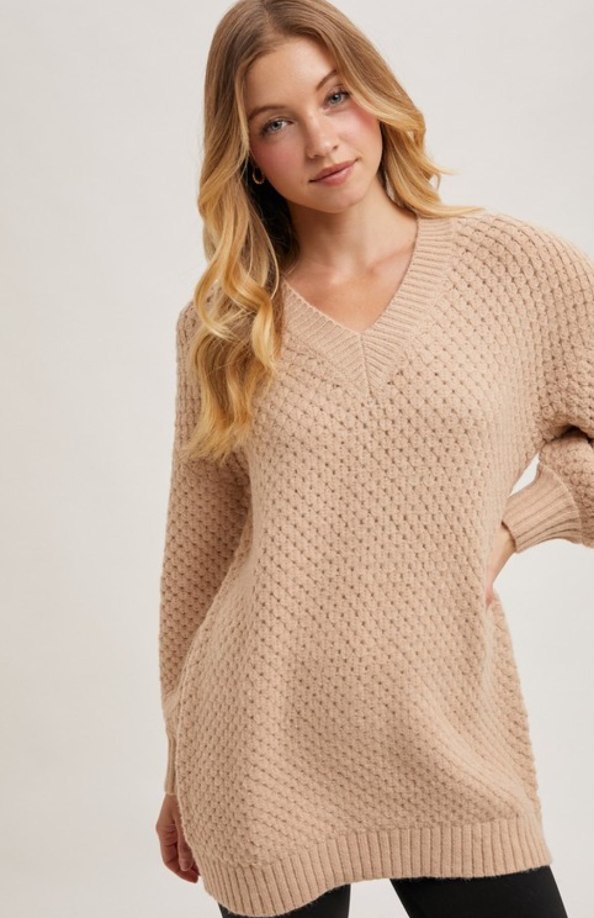 Bubbled Sleeved Knit Sweater