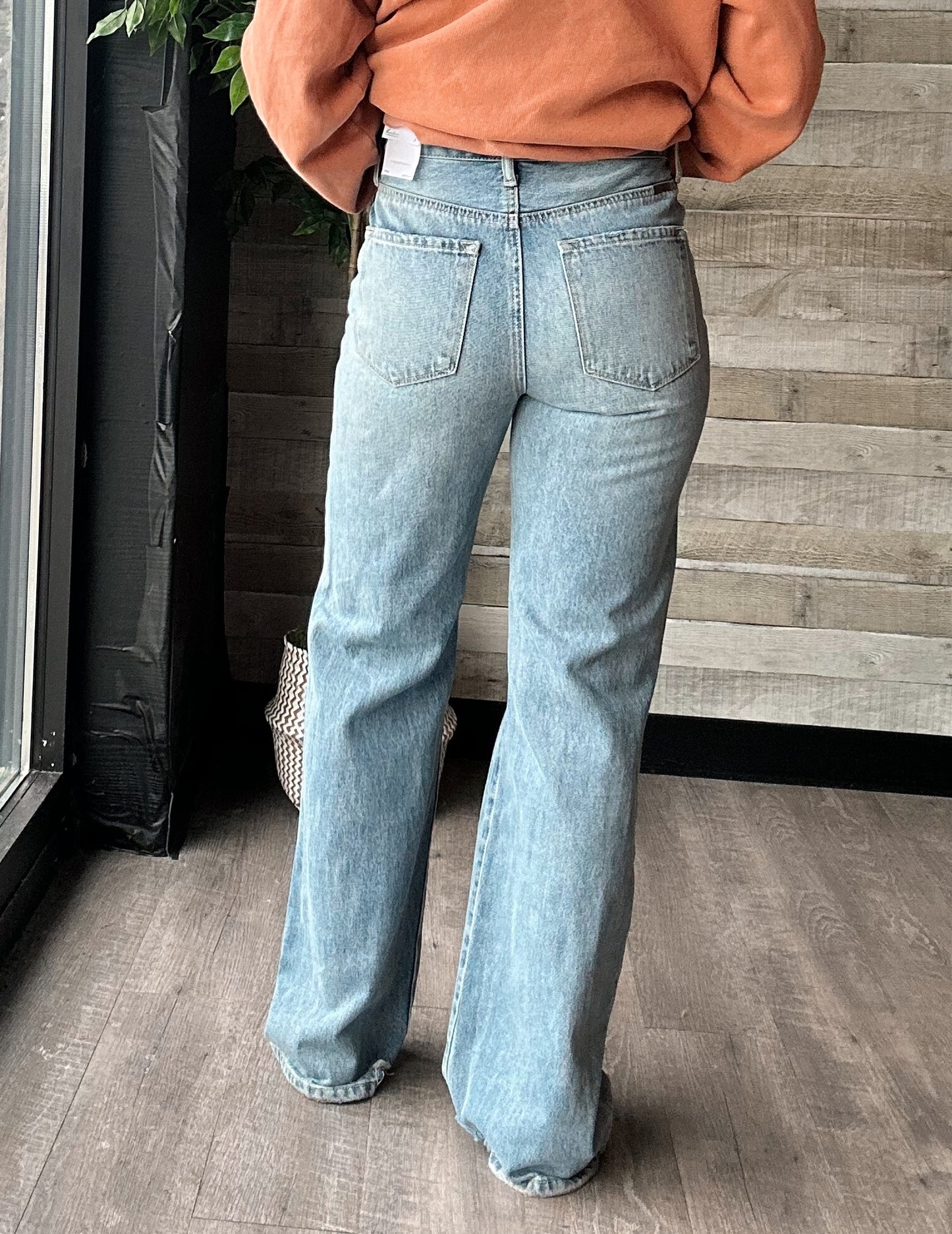 High Rise Criss Cross Straight Jean