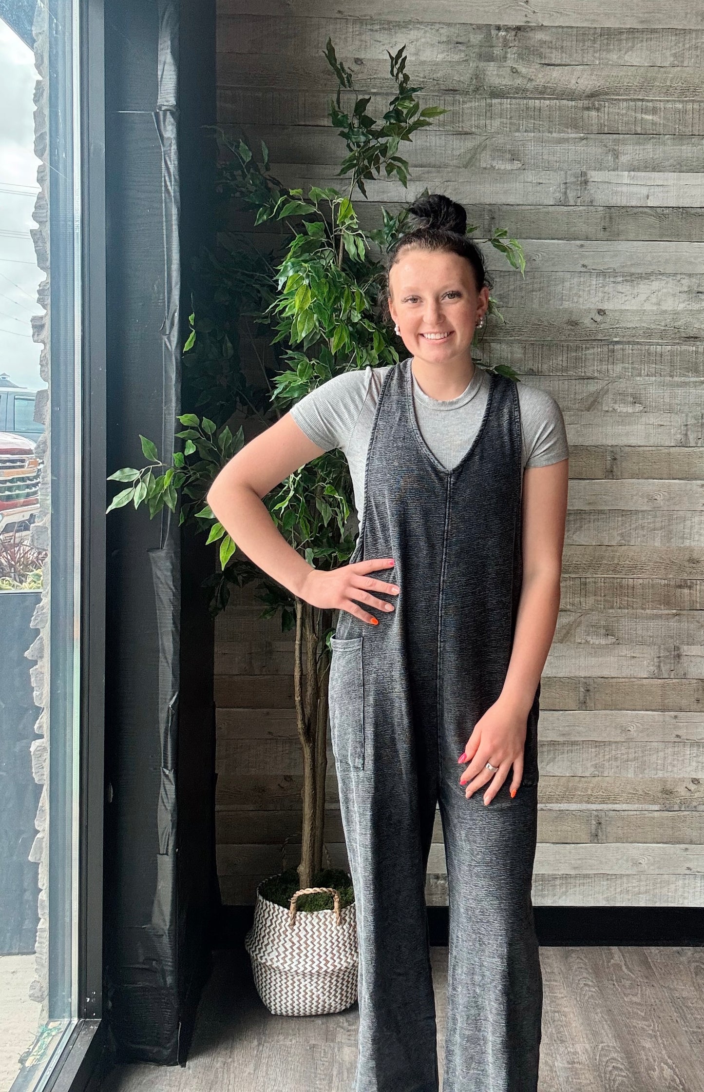 Mineral-Washed Lounge Jumpsuit
