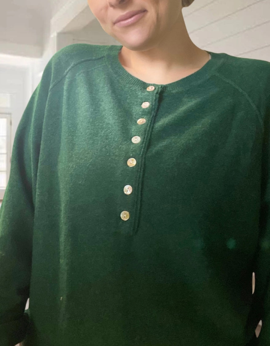 HALF-BUTTON KNIT SWEATER