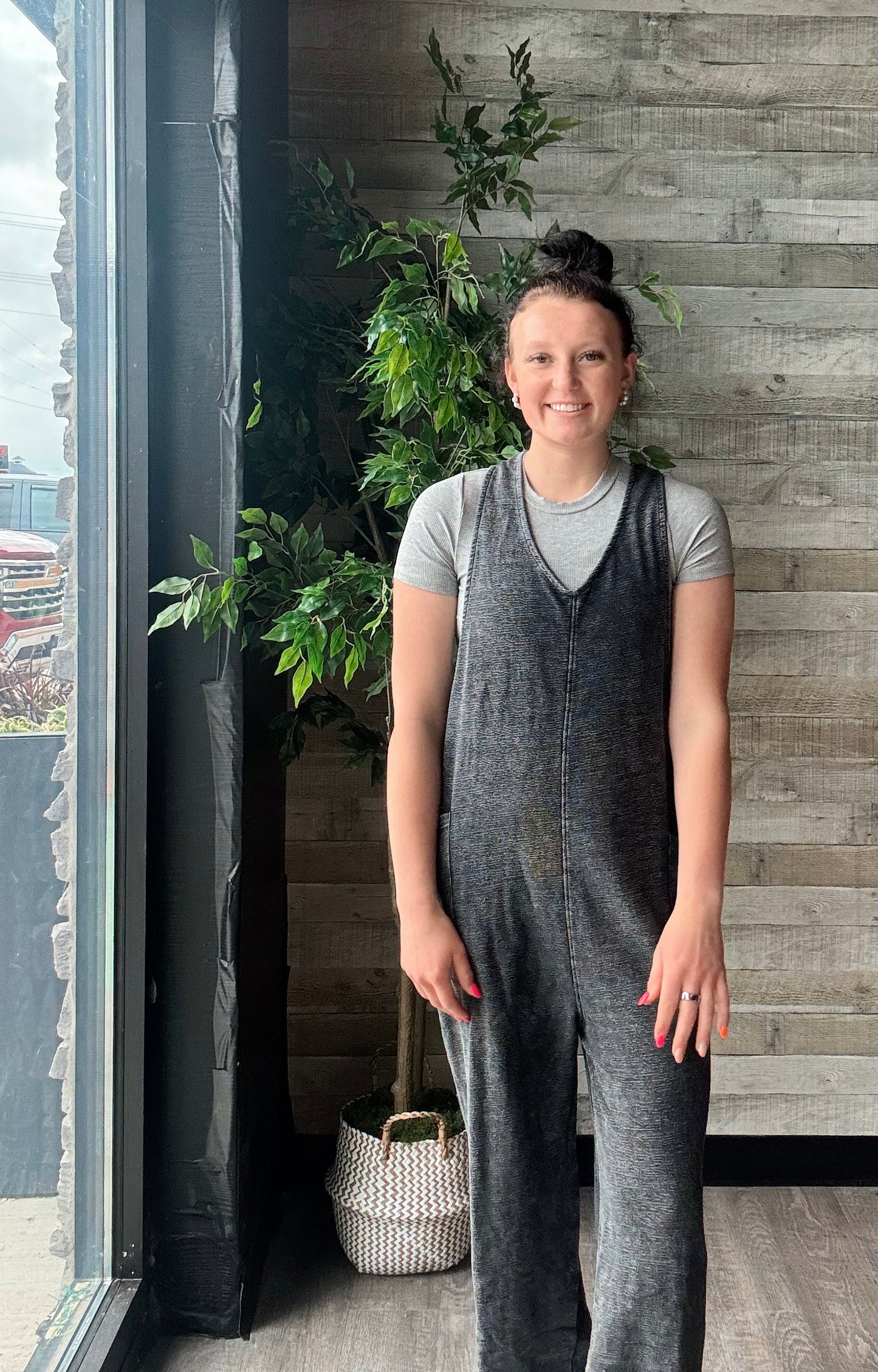 Mineral-Washed Lounge Jumpsuit