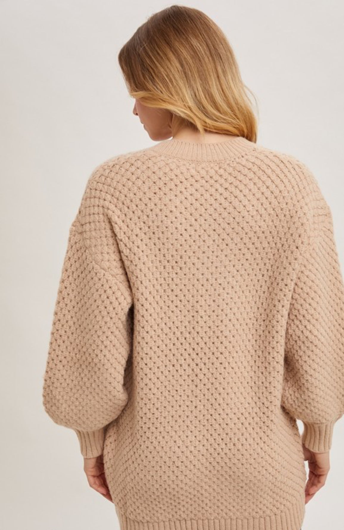 Bubbled Sleeved Knit Sweater