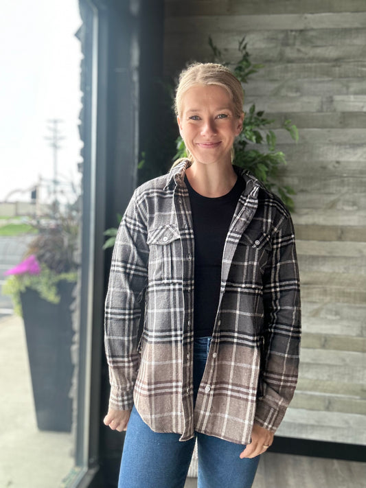 Gray, Black & White Plaid Flannel