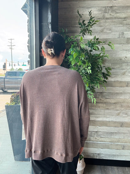 Waffle Ribbed Roundneck Pullover