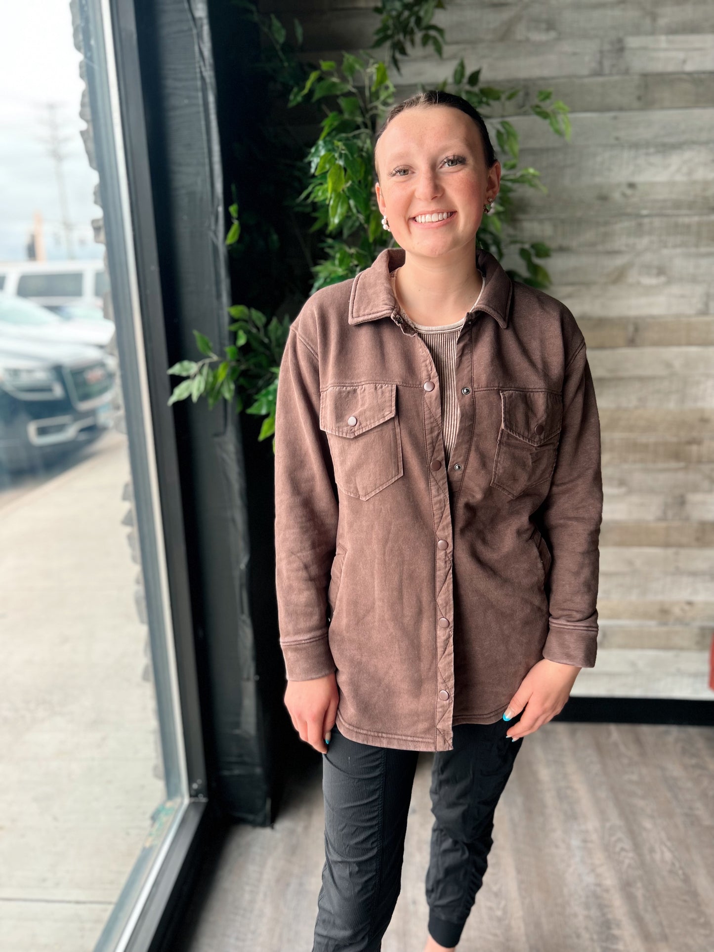 Snap-On Shacket with Pockets