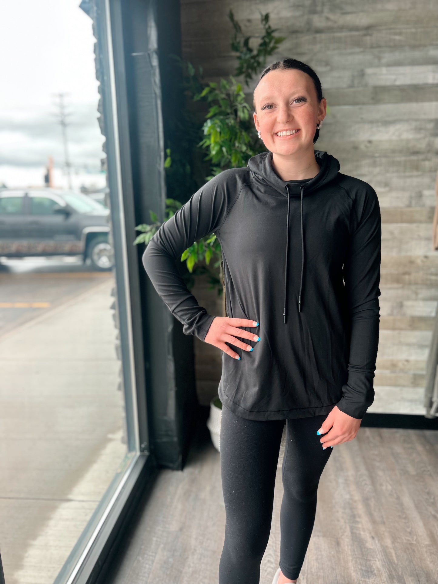 Active Hoodie Top with Thumbholes