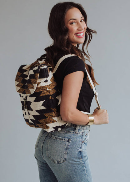 Black, White & Brown Aztec Backpack
