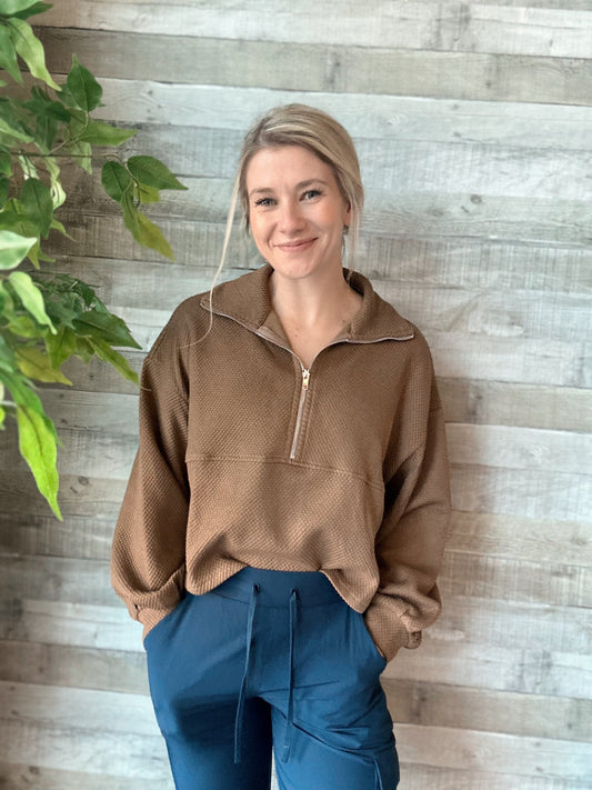 Cropped Half Zip Pullover