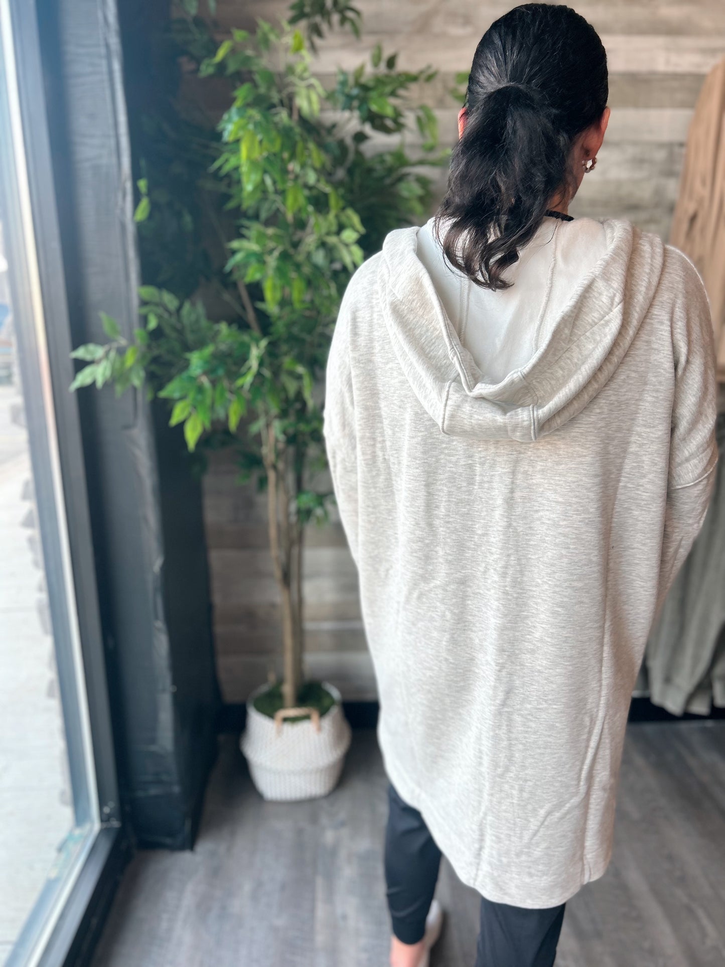 Longline Zip-Up Jacket with Hood