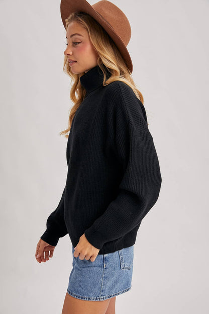 TURTLENECK RIBBED KNIT SWEATER