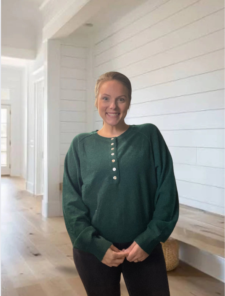 HALF-BUTTON KNIT SWEATER