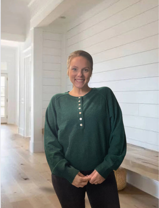 HALF-BUTTON KNIT SWEATER