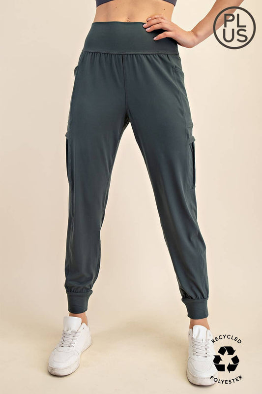 PLUS SIZE BUTTER JOGGER WITH SIDE POCKETS
