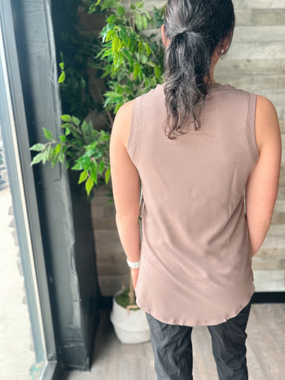 Notched Sleeveless Flowy Tank Top