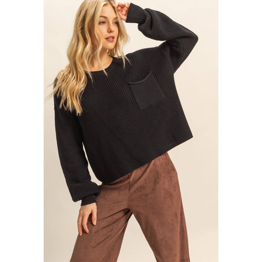 Pocket Detailed Crew Neck Sweater
