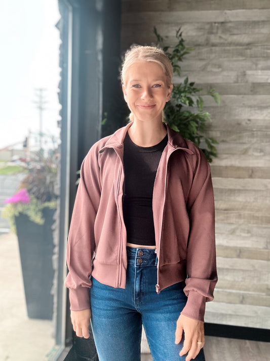 Luxe Sand Wash Rib Zip Jacket