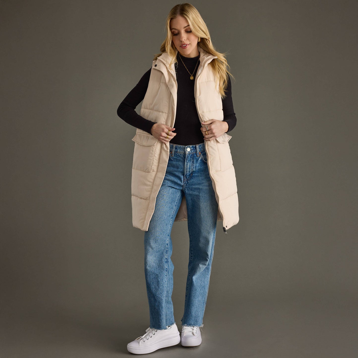 Cream Long Vest