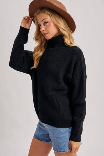 TURTLENECK RIBBED KNIT SWEATER