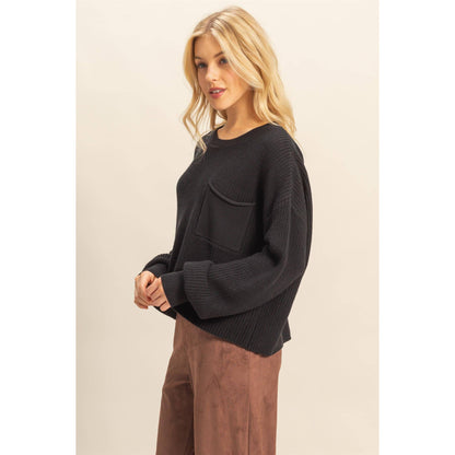 Pocket Detailed Crew Neck Sweater