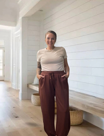 Double Knit Drawstring Waist Relaxed Jogger Sweatpants