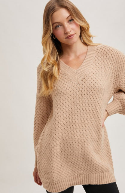 Bubbled Sleeved Knit Sweater