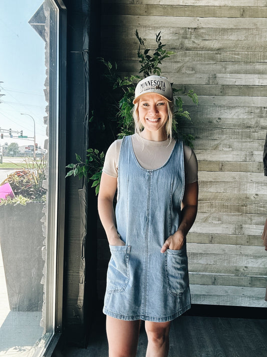 Denim Overall Pocket Dress