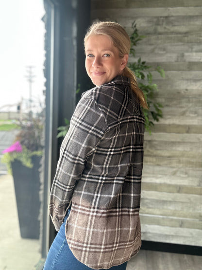 Gray, Black & White Plaid Flannel