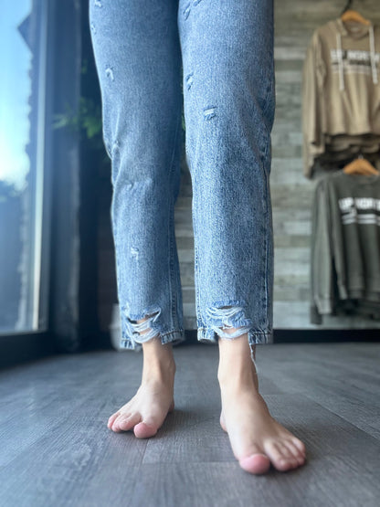 High Rise Ankle Mom Jeans