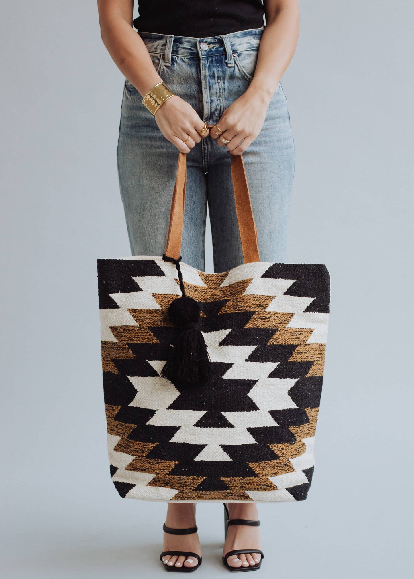 Black, White & Brown Aztec Tote