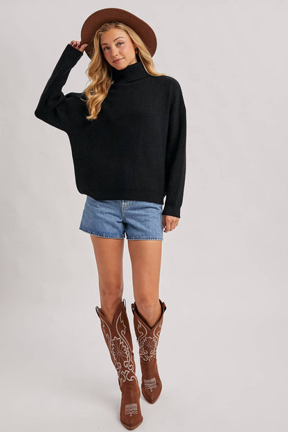 TURTLENECK RIBBED KNIT SWEATER