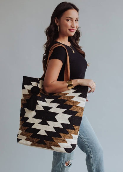Black, White & Brown Aztec Tote